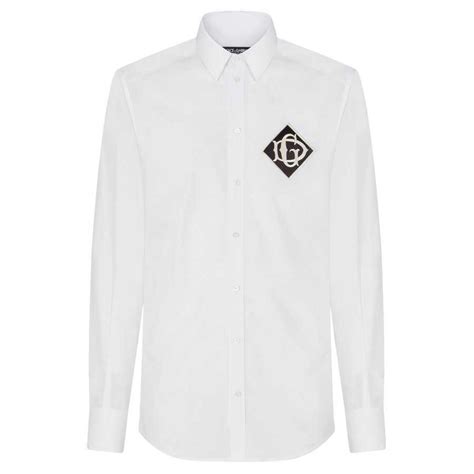 chemise blanche dolce gabbana|Chemise en coton à logo DG en Blanc pour femme.